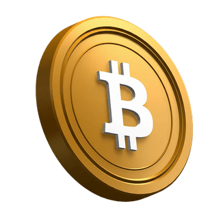 Gekantelde Bitcoin BTC-munt als visueel element in de hero-sectie