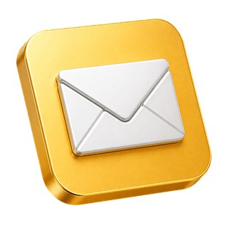 Decoratief onderdeel met een 3D-icoon van een e-mailenvelop op de contactpagina