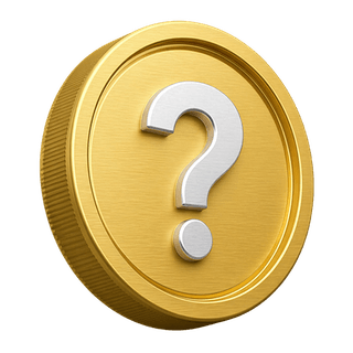Gouden 3D-munt met een vraagteken ter decoratie op een FAQ-pagina